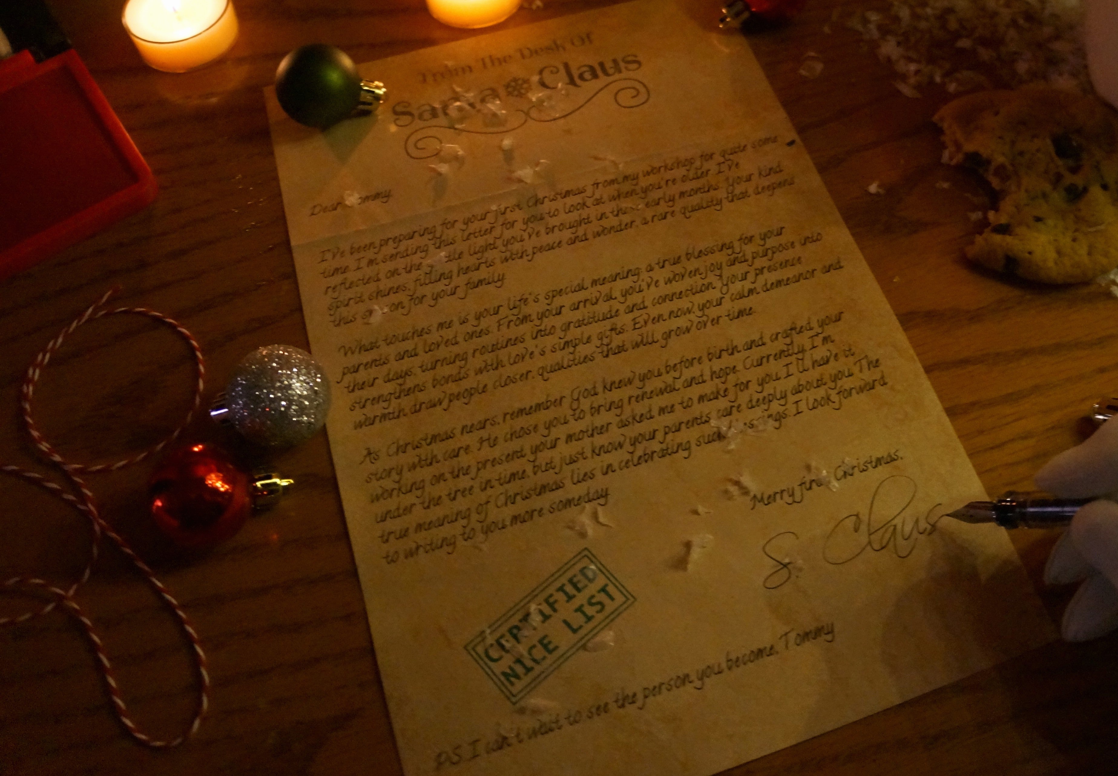 Letter from Santa Claus with a fountain pen