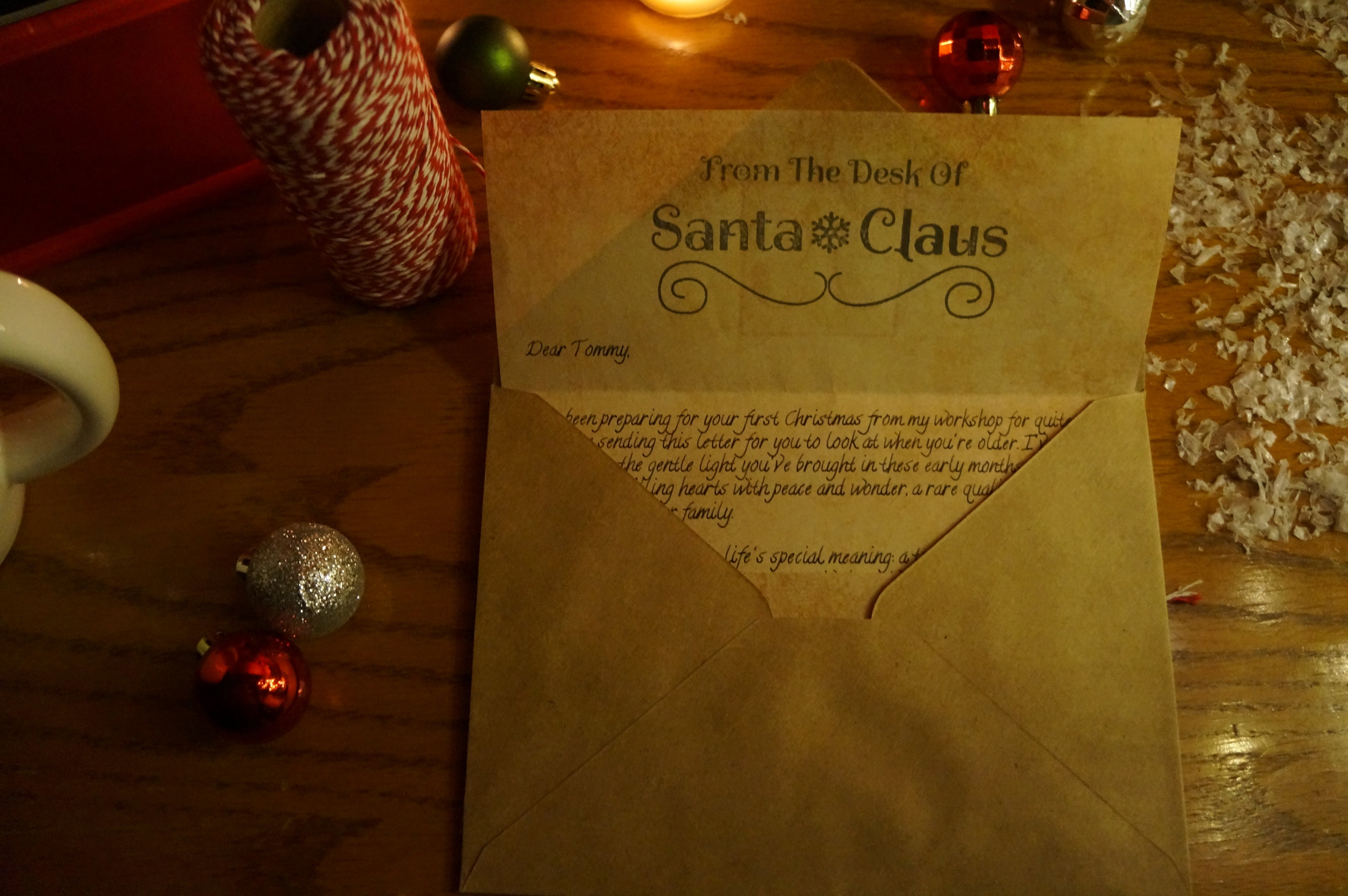 Very special letter from Santa in a brown envelope.